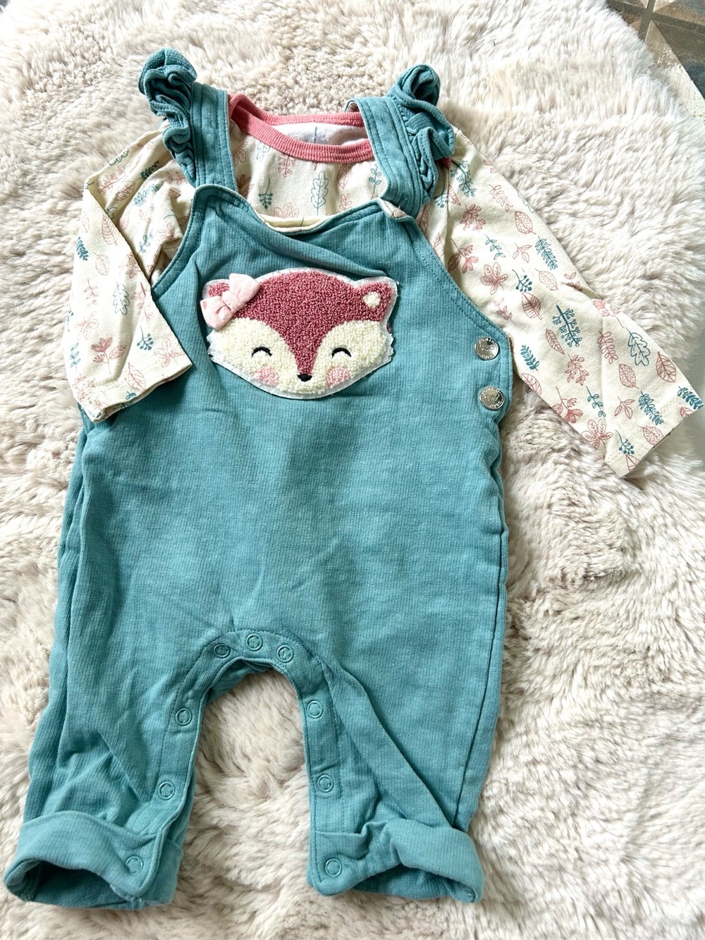 Girls Fox Overalls Set